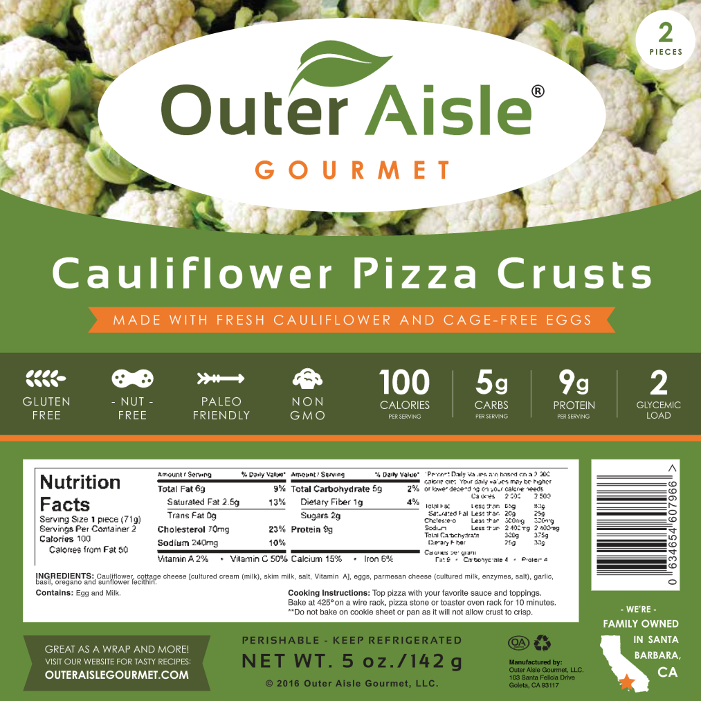 Outer Aisle Gourmet Launches GlutenFree Cauliflower Bread Substitute & Pizza Crust