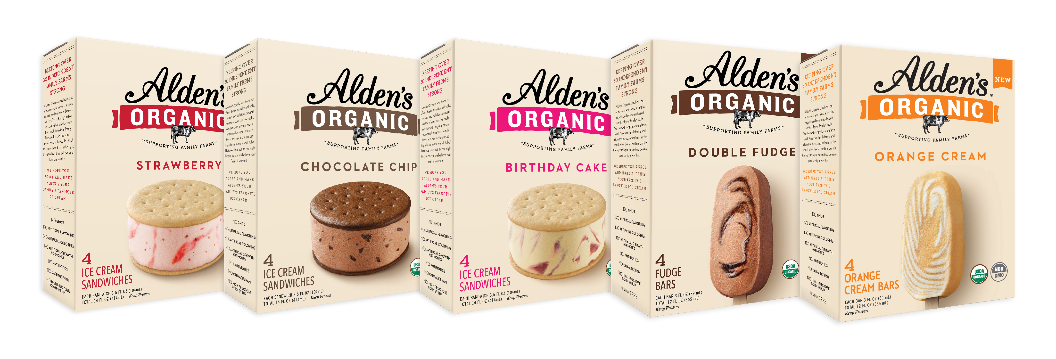 Alden's Organic Releases New Ice Cream Bars and Sandwiches