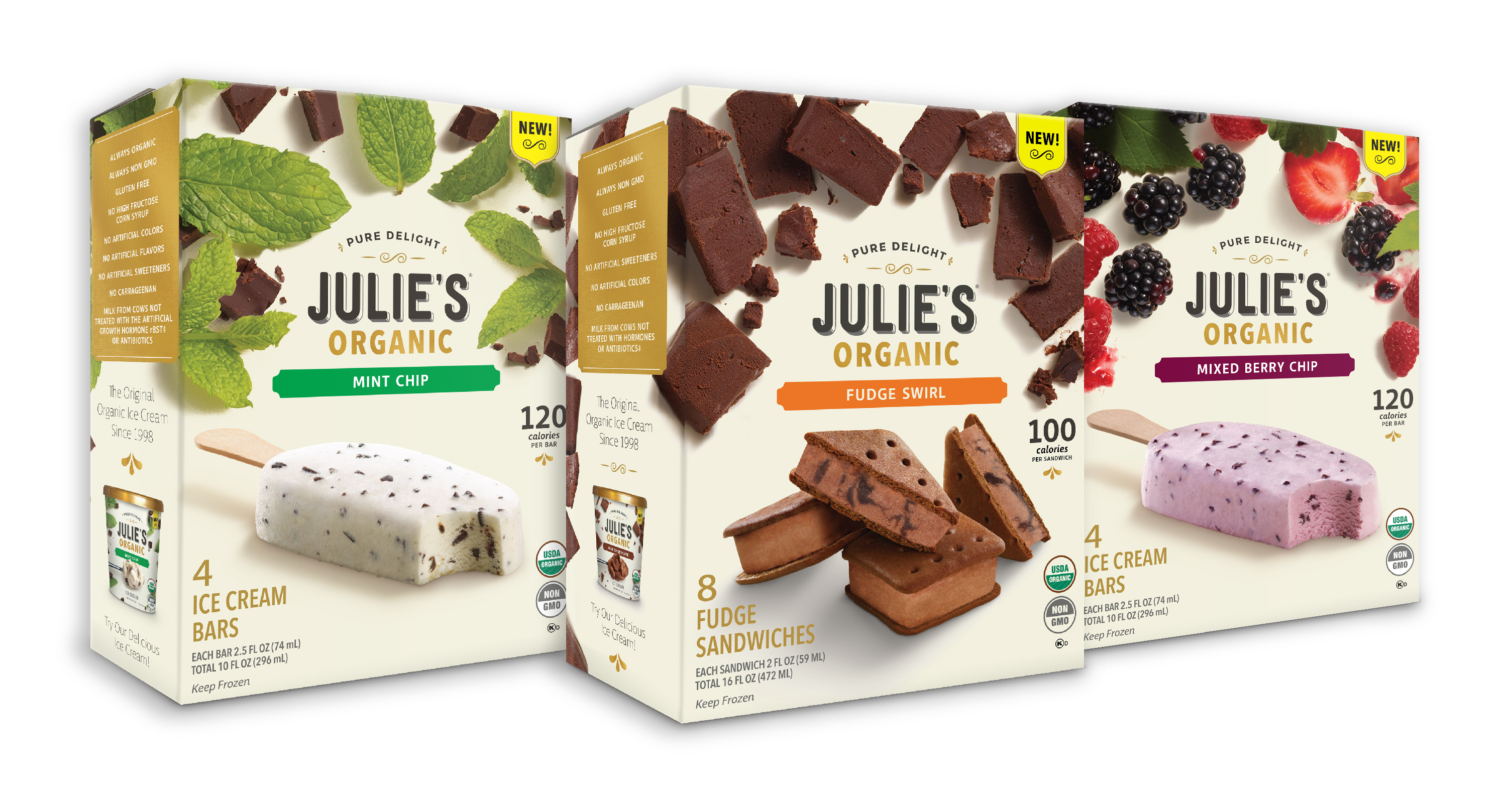 Julie S Organic Launches Two Ice Cream Bars And Expands Ice Cream Sandwich Line Nosh