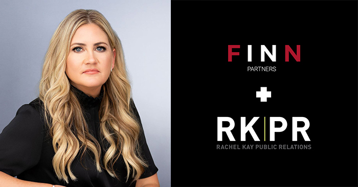 Rachel Kay headshot accompanied by RKPR and FINN logos