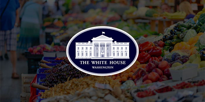 White House emblem and fresh produce