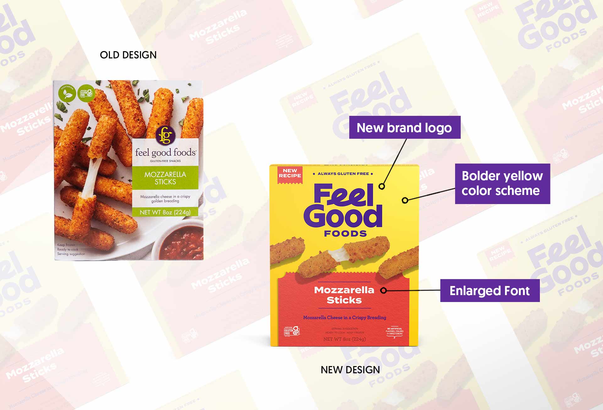Feel Good Foods has completed a full rebrand of its packaging with bolder colors and bigger fonts