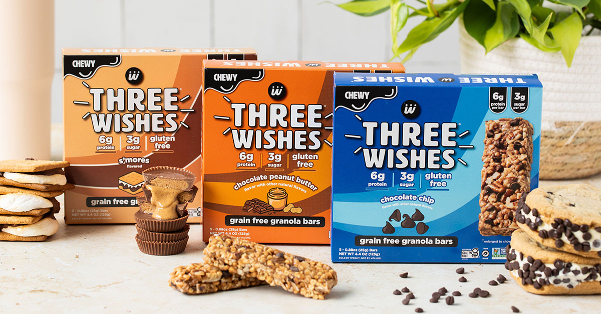 Three Wishes is launching a 3-SKU line of grain-free granola bars