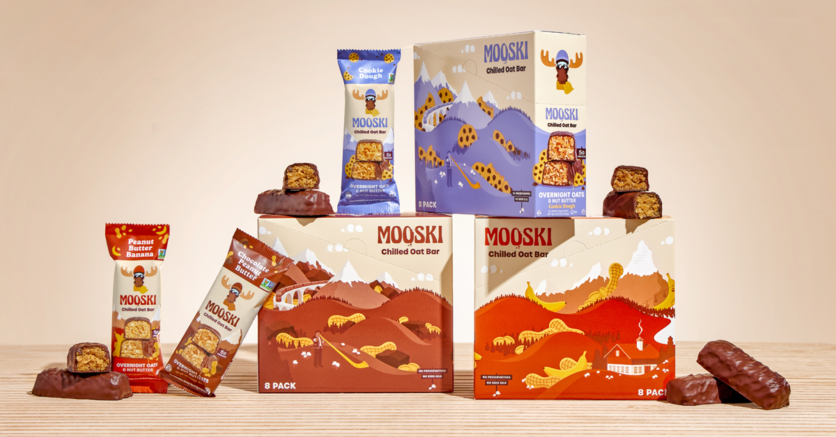 Mooski chilled oat bars in redesigned packaging
