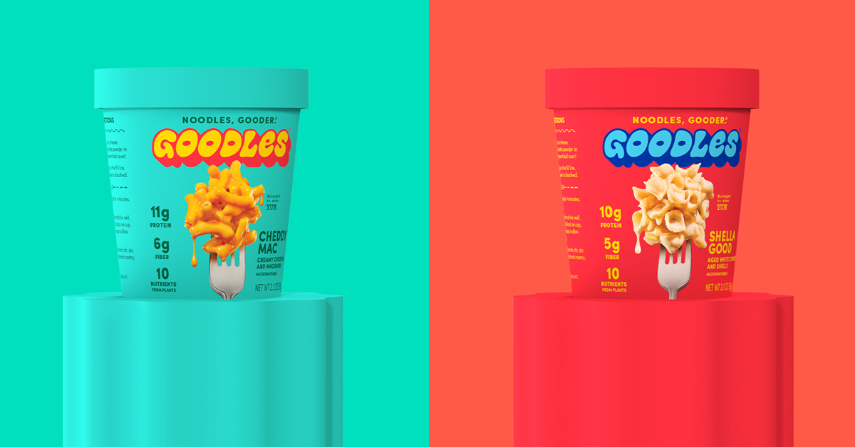 Goodles cups are launching with the Chedddy Mac and Shella Good varieties