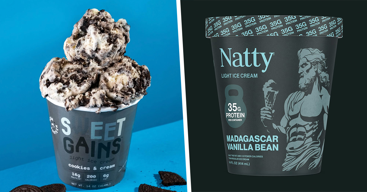 Light ice cream with added high protein from Sweet Gains and Natty